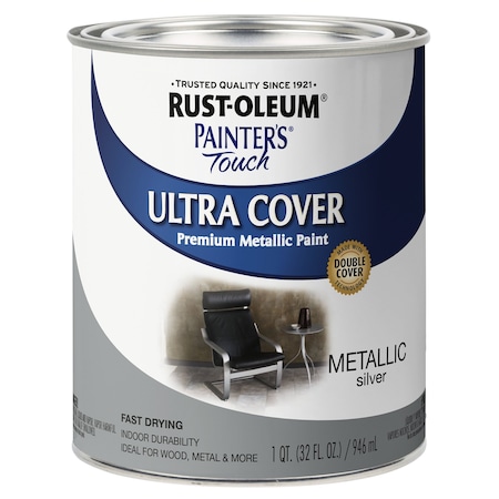 Rust-Oleum Interior/Exterior Paint, Metallic, Silver, Quart 254100